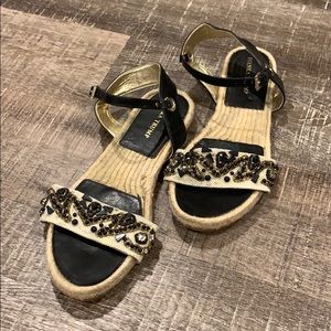 Black beaded straps sandals